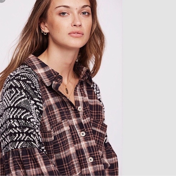 Free People Oversized Plaid Button Up Shirt - Picture 2 of 7